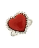 Anello Cuore Corallo Rosso e diamanti 0,52 ct