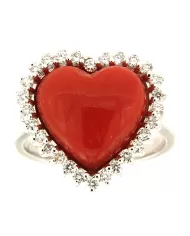 Anello Cuore Corallo Rosso e diamanti 0,52 ct Spagnoletti 1945