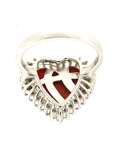 Anello Cuore Corallo Rosso e diamanti 0,52 ct Spagnoletti 1945