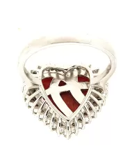 Anello Cuore Corallo Rosso e diamanti 0,52 ct Spagnoletti 1945