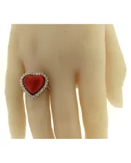 Anello Cuore Corallo Rosso e diamanti 0,52 ct Spagnoletti 1945