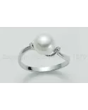 Anello con Perla 7,5/8 mm e diamanti