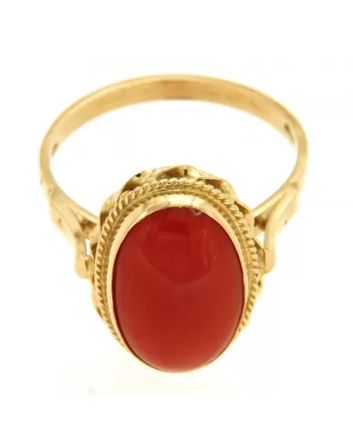 Anello oro Giallo e Corallo Spagnoletti 1945