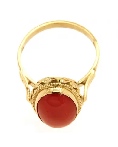 Anello oro Giallo e Corallo Spagnoletti 1945