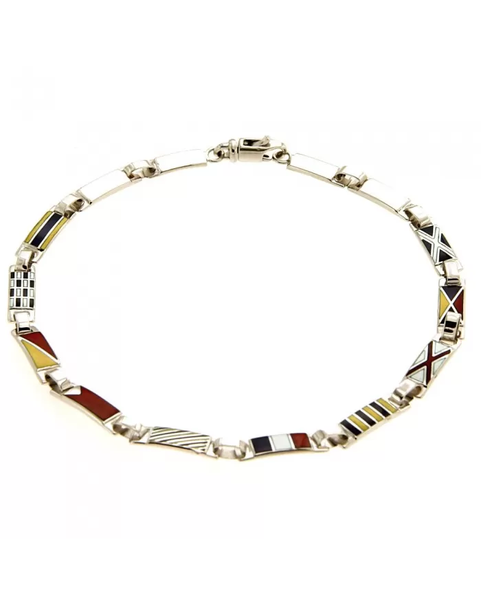 Bracciale oro bianco Bandiere Nautiche 13 piastre Arcadia