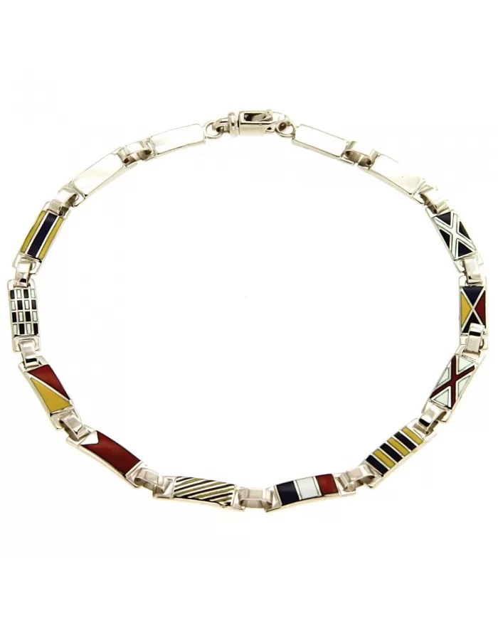 Bracciale oro bianco Bandiere Nautiche 13 piastre Arcadia