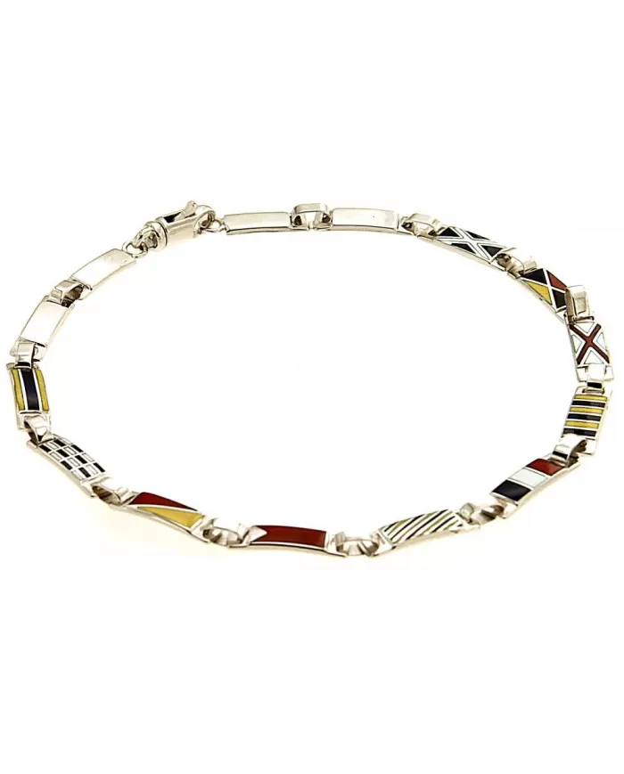 Bracciale oro bianco Bandiere Nautiche 13 piastre Arcadia