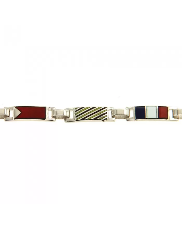 Bracciale oro bianco Bandiere Nautiche 13 piastre Arcadia