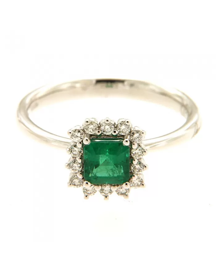 Anello Smeraldo 0,71 ct e diamanti 0,18 ct ReCarlo