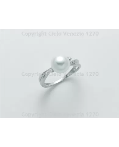 Anello con Perla 8/8,5 mm e diamanti Miluna