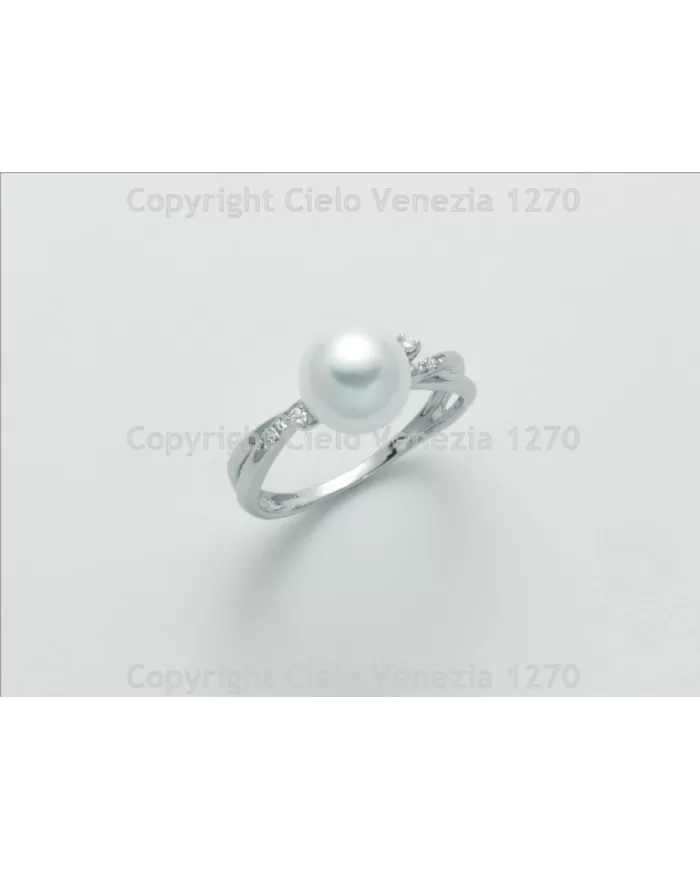 Anello con Perla 8/8,5 mm e diamanti Miluna