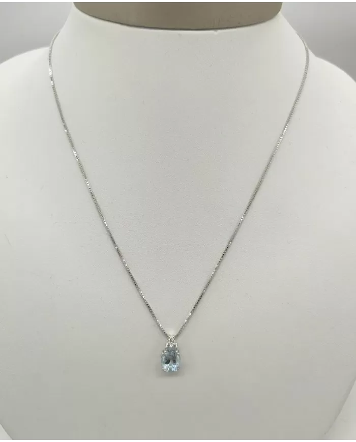 Girocollo Acquamarina 1,74 ct e diamanti 0,09 ct Giorgio Visconti