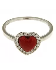 Anello Cuore Corallo Rosso e diamanti 0,15 ct Spagnoletti 1945