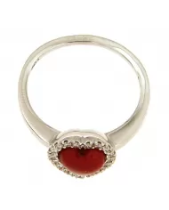 Anello Cuore Corallo Rosso e diamanti 0,15 ct Spagnoletti 1945