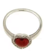 Anello Cuore Corallo Rosso e diamanti 0,15 ct Spagnoletti 1945