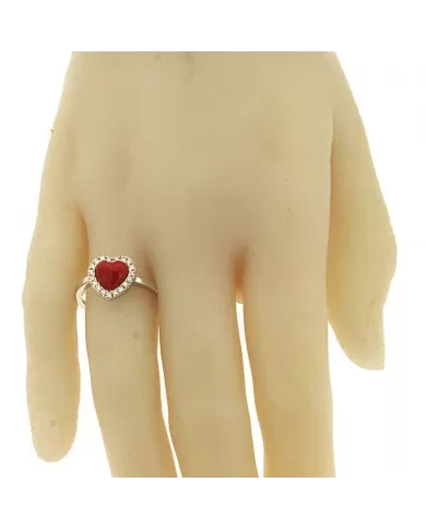 Anello Cuore Corallo Rosso e diamanti 0,15 ct Spagnoletti 1945