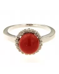 Anello Cuore Corallo Rosso e diamanti 0,15 ct Spagnoletti 1945