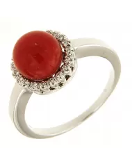 Anello Cuore Corallo Rosso e diamanti 0,15 ct Spagnoletti 1945