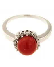 Anello Cuore Corallo Rosso e diamanti 0,15 ct Spagnoletti 1945