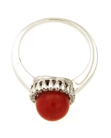 Anello Cuore Corallo Rosso e diamanti 0,15 ct Spagnoletti 1945