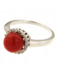 Anello Cuore Corallo Rosso e diamanti 0,15 ct Spagnoletti 1945