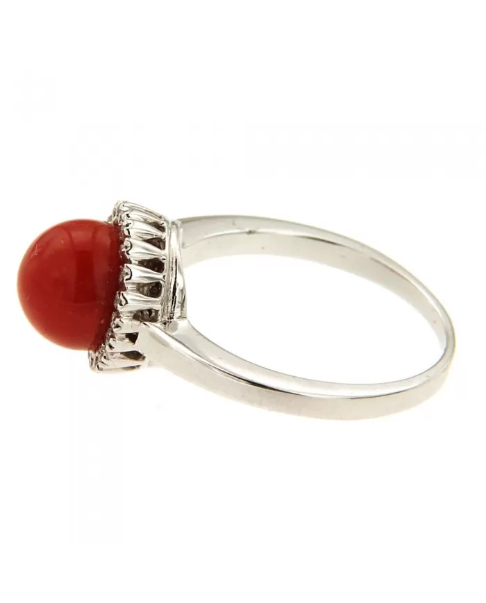 Anello Cuore Corallo Rosso e diamanti 0,15 ct Spagnoletti 1945