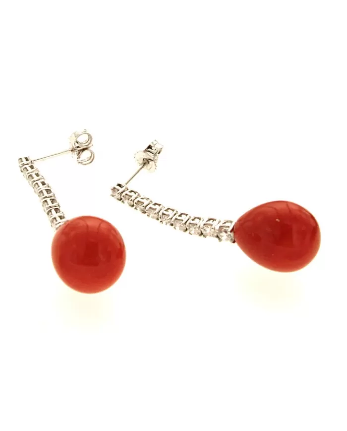 Orecchini Corallo Rosso e diamanti 1,06 ct Spagnoletti 1945