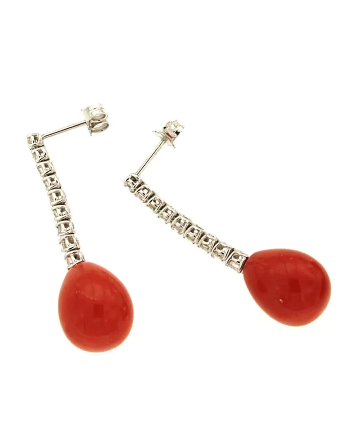 Orecchini Corallo Rosso e diamanti 1,06 ct Spagnoletti 1945