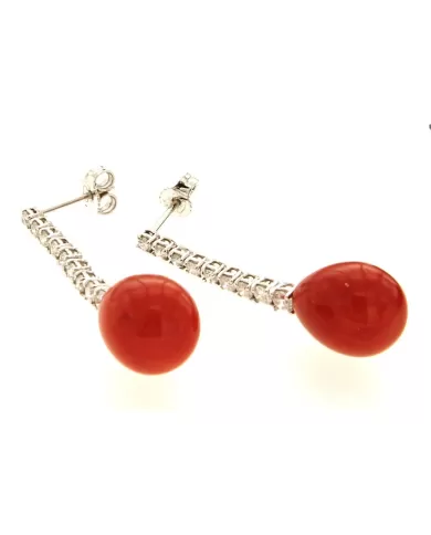 Orecchini Corallo Rosso e diamanti 1,06 ct Spagnoletti 1945