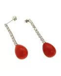 Orecchini Corallo Rosso e diamanti 1,06 ct