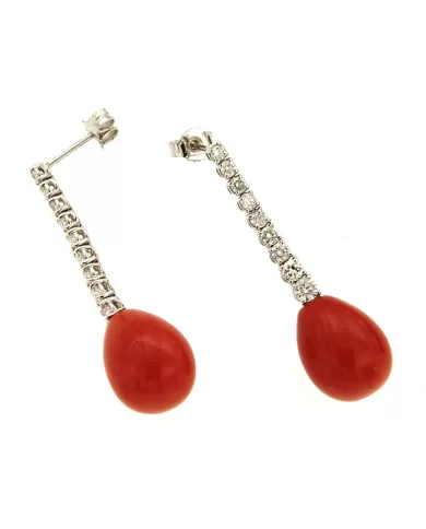 Orecchini Corallo Rosso e diamanti 1,06 ct Spagnoletti 1945