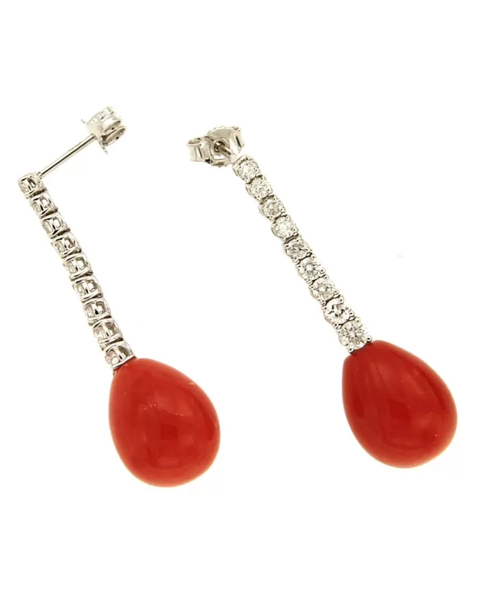 Orecchini Corallo Rosso e diamanti 1,06 ct Spagnoletti 1945