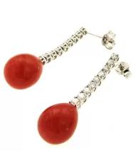 Orecchini Corallo Rosso e diamanti 1,06 ct Spagnoletti 1945