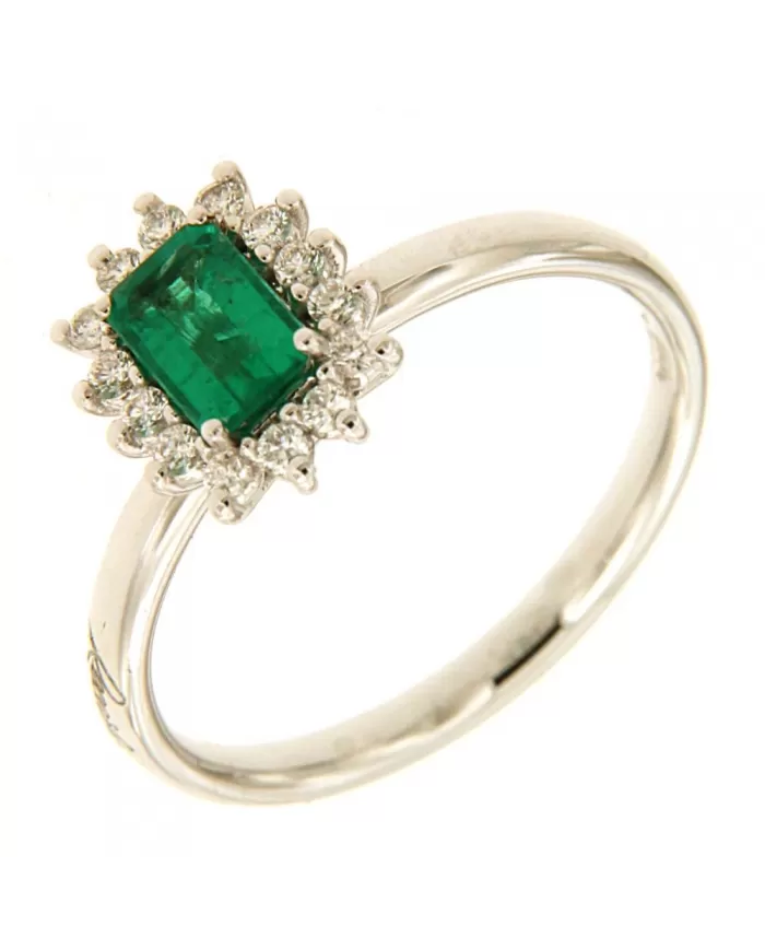 Anello Smeraldo 0,45 ct e diamanti 0,17 ct ReCarlo