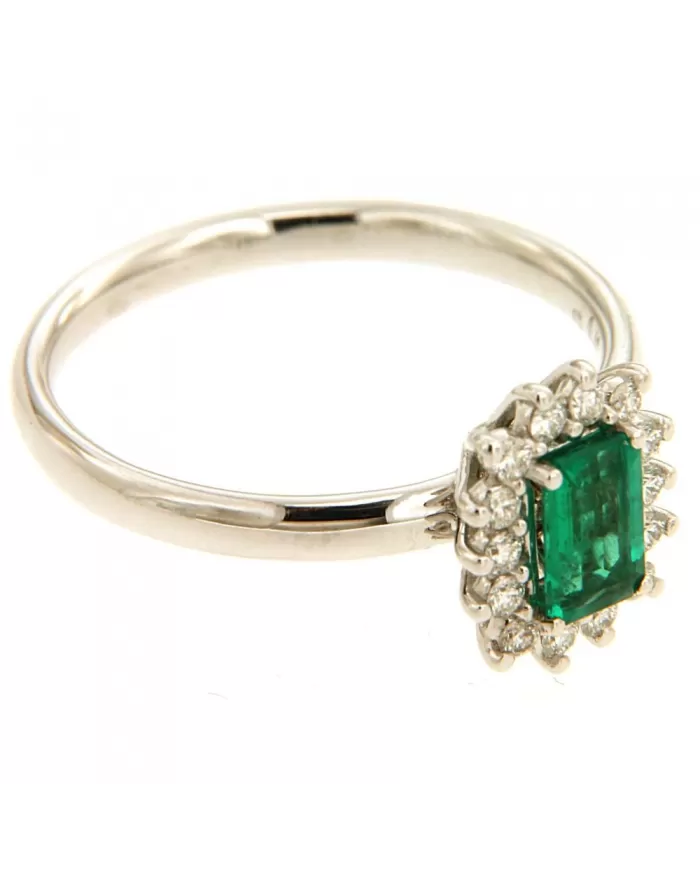 Anello Smeraldo 0,45 ct e diamanti 0,17 ct ReCarlo