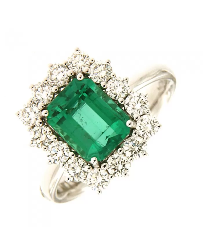 Anello Smeraldo 1,89 ct e diamanti 0,95 ct ReCarlo