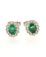 Orecchini Smeraldo 0,69 ct e diamanti 0,34 ct ReCarlo