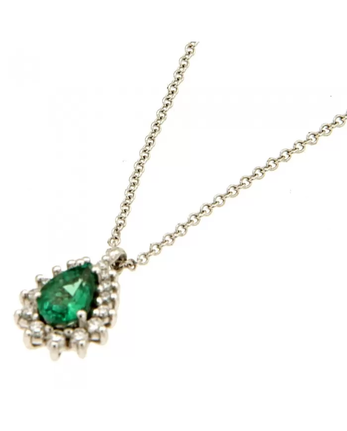 Girocollo Smeraldo 0,41 ct e diamanti 0,12 ct