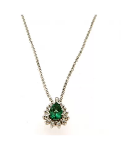 Girocollo Smeraldo 0,41 ct e diamanti 0,12 ct ReCarlo