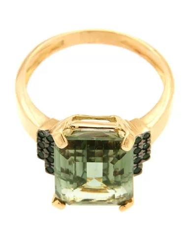 Anello in oro giallo con Quarzo Verde Spagnoletti 1945