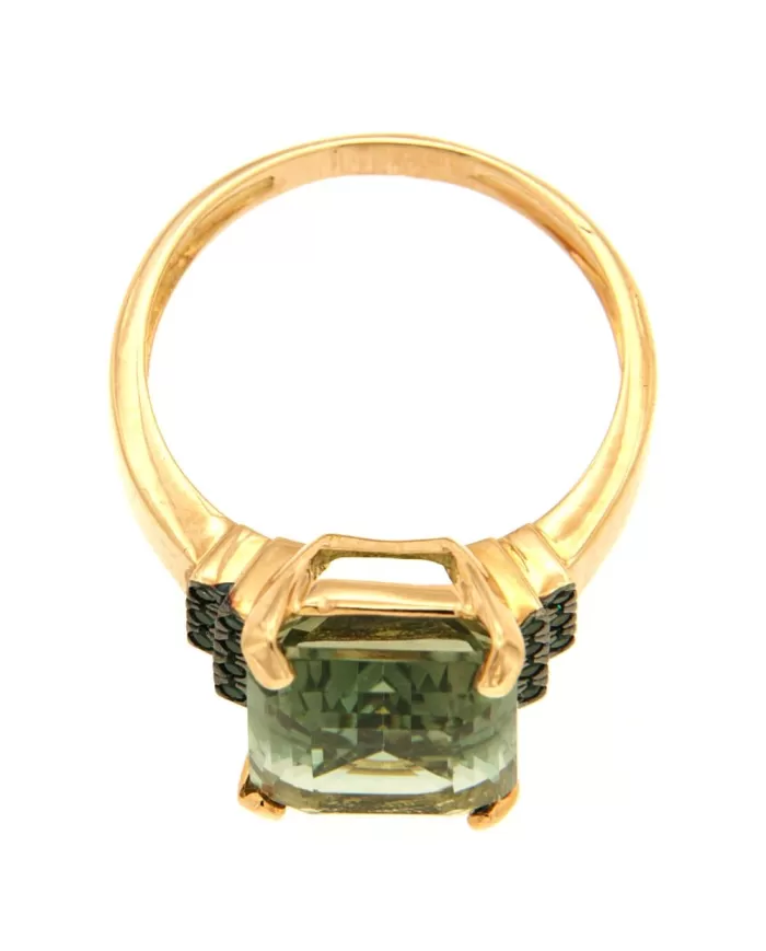 Anello in oro giallo con Quarzo Verde Spagnoletti 1945