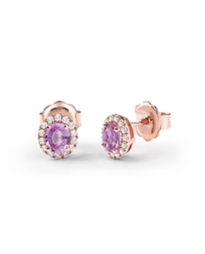 Orecchini Zaffiro Rosa 0,40 ct e diamanti 0,19 ct