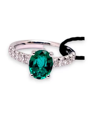 Anello Smeraldo 1,57ct e diamanti 0,40ct ReCarlo