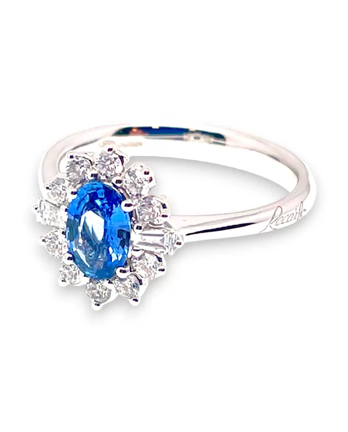 Anello Zaffiro blu 0,75ct e diamanti 0,37ct ReCarlo
