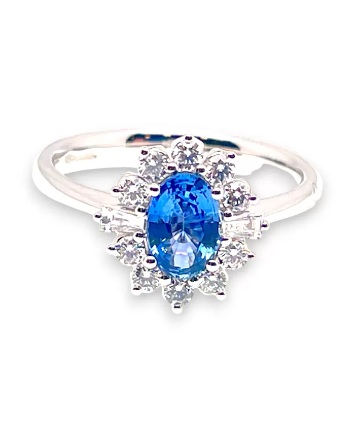 Anello Zaffiro blu 0,75ct e diamanti 0,37ct ReCarlo