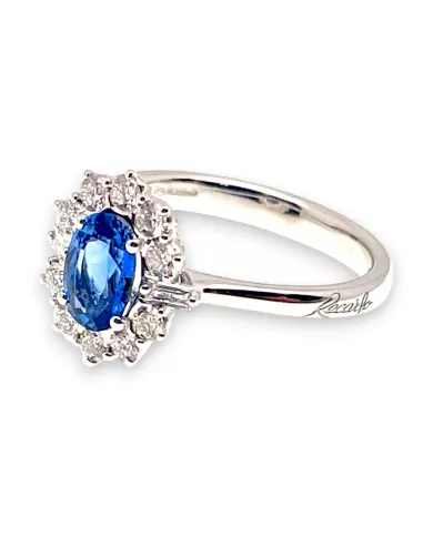 Anello Zaffiro blu 1,01ct e diamanti 0,42ct ReCarlo