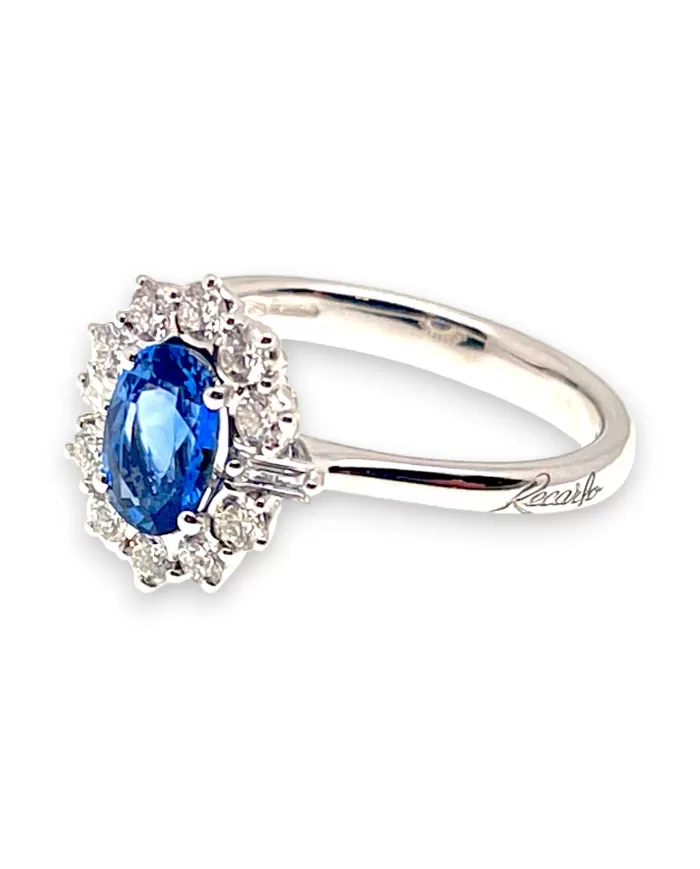 Anello Zaffiro blu 1,01ct e diamanti 0,42ct ReCarlo