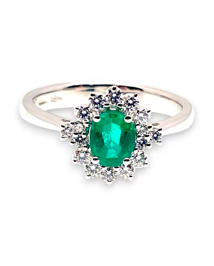 Anello Smeraldo 0,62ct e diamanti 0,28ct