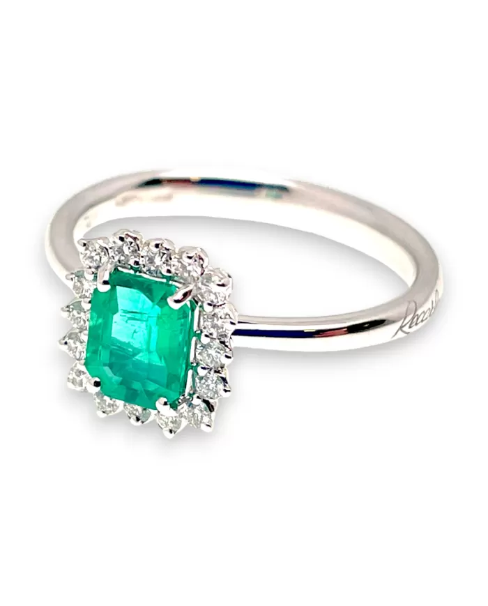 Anello Smeraldo 0,70ct e diamanti 0,17ct ReCarlo