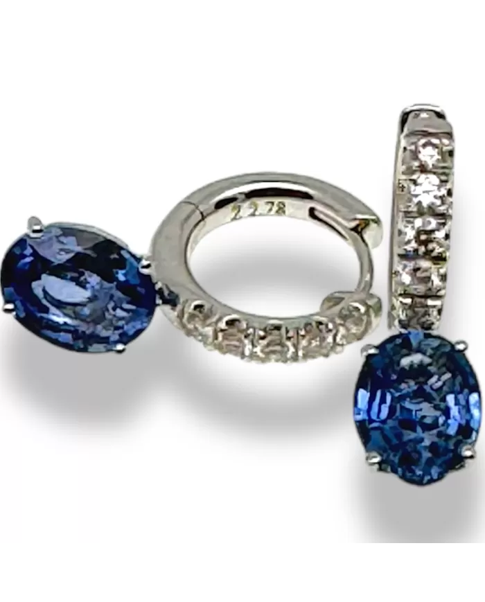 Orecchini Zaffiro blu 2,78ct e diamanti 0,24ct ReCarlo